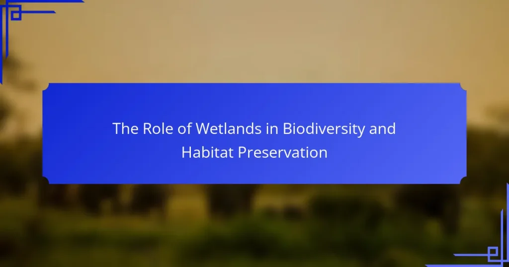 The Role of Wetlands in Biodiversity and Habitat Preservation