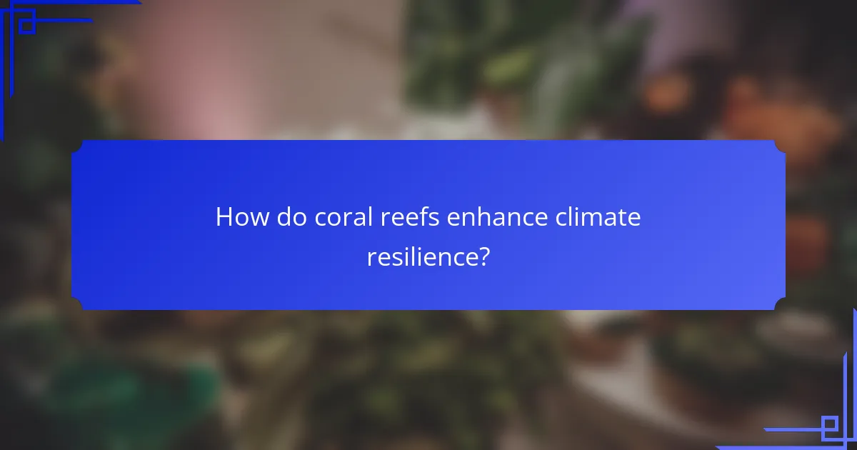 How do coral reefs enhance climate resilience?