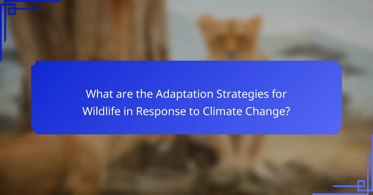What are the Adaptation Strategies for Wildlife in Response to Climate Change?