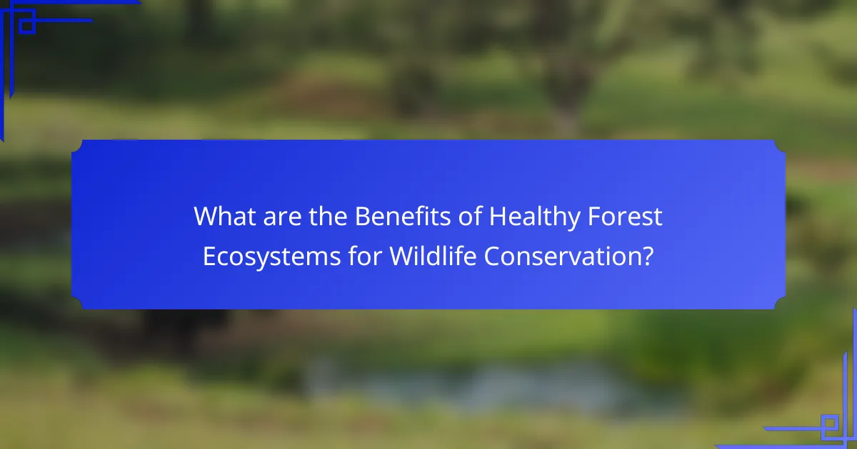 What are the Benefits of Healthy Forest Ecosystems for Wildlife Conservation?