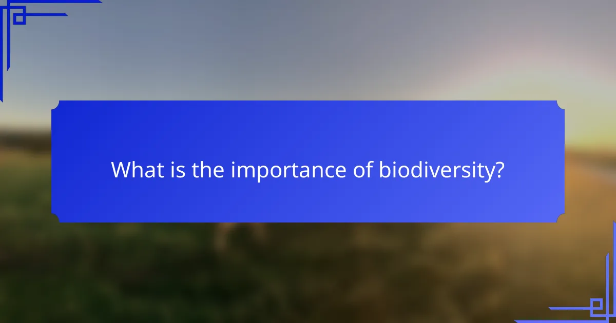 What is the importance of biodiversity?